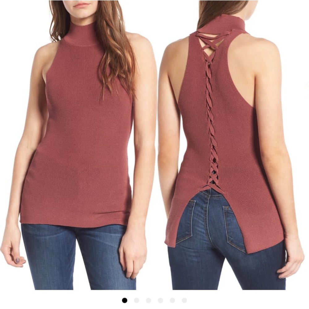 NWOT Leith Lace Up Back Knit Tank